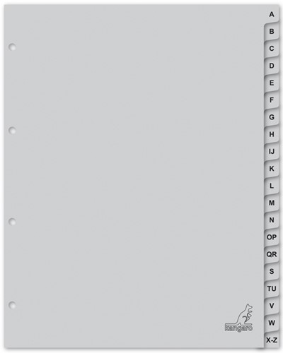 Tabblad Kangaro A4 4r 20dlg AZ breed PP grijs 1 Set-2