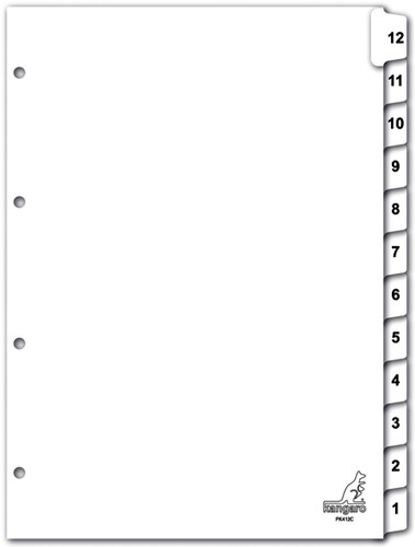Tabblad Kangaro 4r PK412C nr 1 12 wit karton 1 Set-2
