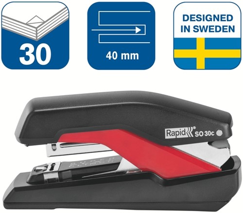 Nietmachine Rapid SO30C half strip 30SH zwart/rood 1 Stuk-2