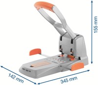 Perforator Rapid Supreme HDC150/2 heavy duty 2-gaats 150 vel zilver/oranje-2