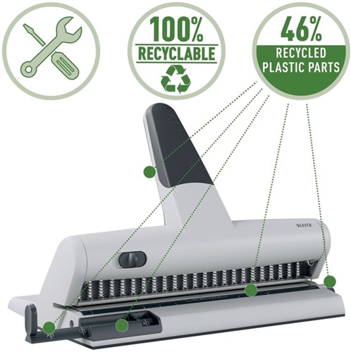 Perforator Leitz 5115 heavy duty 23 gaats zilver 1 Stuk-6