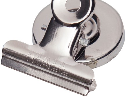 Papierklem MAUL Bulldog met magneet 30mm zilver 2 stuks-2