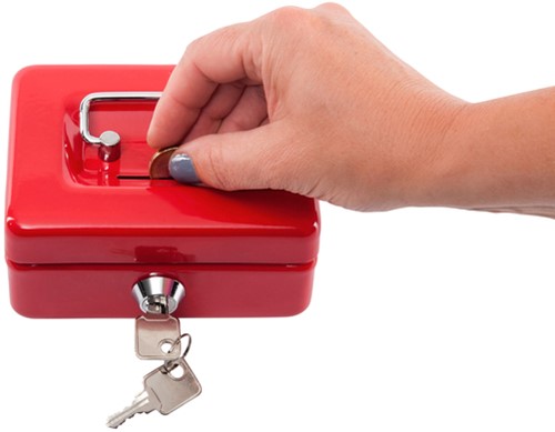 Geldkist MAUL muntgleuf slot 125x95x60mm rood 1 Stuk-3