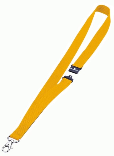 Textielkoord Durable 8137 met karabijnhaak geel