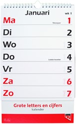 Kalender 2026 met grote letters En cijfers Qua 1 Stuk