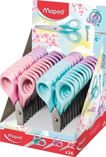 Schaar Maped Sensoft 13cm display á 24 pastel 1 Stuk