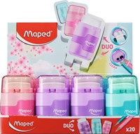 Puntenslijper Maped Connect 2gaats met gum display á 20 stuks pastel assorti-3