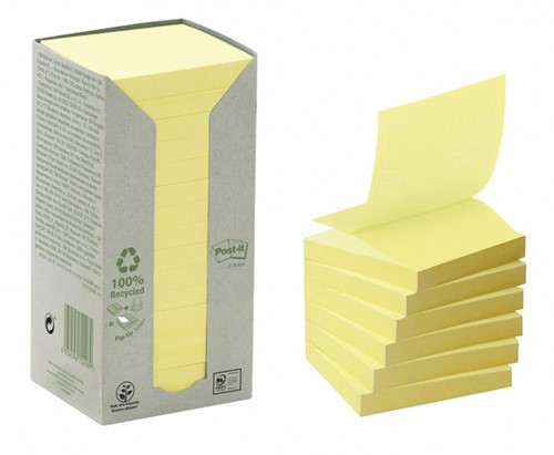Memoblok Post-it Z-Note R3301T recycled 76x76mm gl 16 Stuk