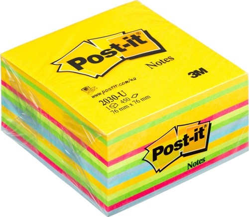 Memoblok Post-it 2030 76x76mm kubus ultra assorti 1 Stuk-2