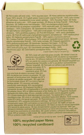 Memoblok Post-it 653 38x51mm recycled geel 24 Stuk-2