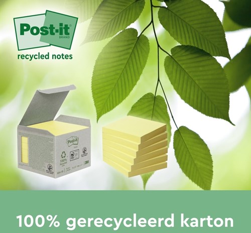 Memoblok Post-it 653 38x51mm recycled geel 24 Stuk-1