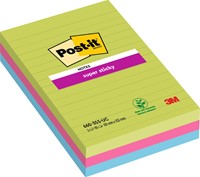 Memoblok Post-it 660 Super Sticky 102x152mm ass 3 Stuk