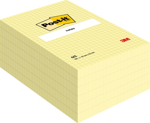 Memoblok Post-it 662 102x152mm ruit geel 1 Stuk