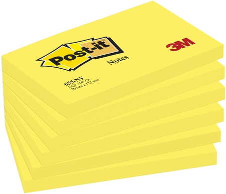 Memoblok Post-it 655 76x127mm neon geel 100 Vel