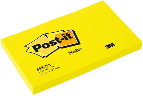 Memoblok Post-it 655 76x127mm neon geel 100 Vel-2