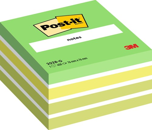 Memoblok Post-it 2028 76x76mm kubus pastel groen 1 Stuk