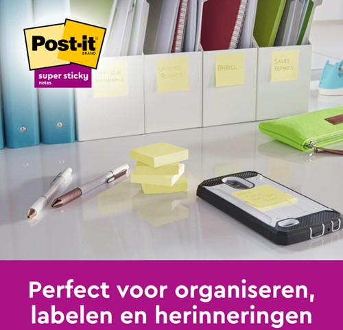 Memoblok Post-it 654 Super Sticky 76x76mm gl 14+2 16 Stuk-2