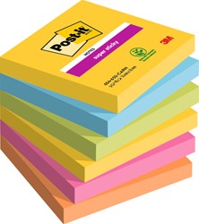 Memoblok Post-it 654 Super Sticky 76x76mm Carnival 6 Stuk