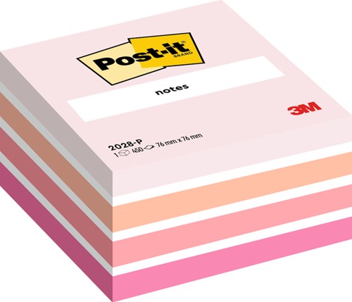 Memoblok Post-it 2028 76x76mm kubus pastel roze 1 Stuk