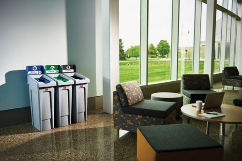 Afvalbak Rubbermaid Slim Jim Recyclestation starterset 87 liter grijs-2