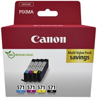 Inktcartridge Canon CLI-571 zwart + 3 kleuren 4 Stuk