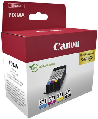 Inktcartridge Canon CLI-571 zwart + 3 kleuren 4 Stuk-2