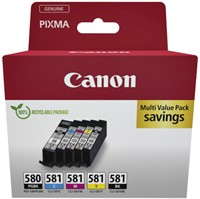 Inktcartridge Canon PGI-580 CLI-581 2x zw + 3 kl 5 Stuk