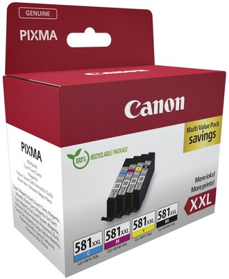 Inktcartridge Canon CLI-581XXL zwart + 3 kleuren 4 Stuk-2