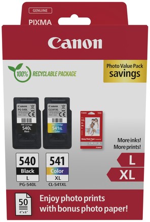 Inktcartridge Canon PG-540L CL-541XL zw+kl+papier 1 pak