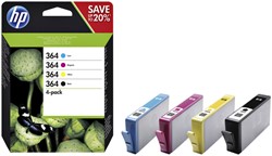 Inktcartridge HP N9J73AE 364 zwart + 3 kleuren 4 Stuk