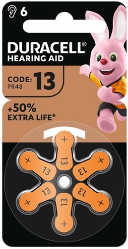 Batterij Duracell DA13 hearing aid 6 Stuk