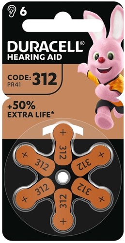 Batterij Duracell DA312 hearing aid 6 Stuk