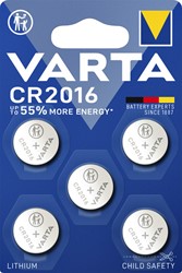 Batterij VARTA knoopcel 5x CR2016 lithium 5 Stuk