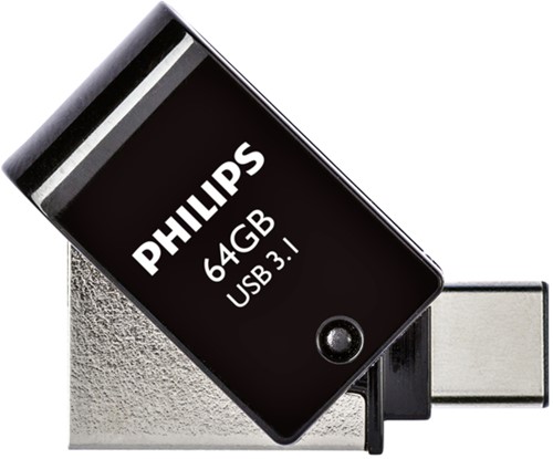 USB stick 3.1 Philips USB C 2in1 64GB zwart 1 Stuk