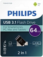 USB stick 3.1 Philips USB C 2in1 64GB zwart 1 Stuk-2