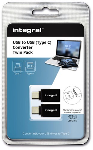 Adapter Integral 3.1 USB-A naar USB-C 2st 2 Stuk-2