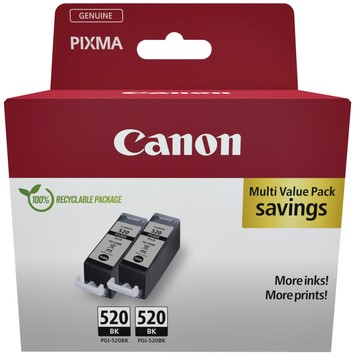Inktcartridge Canon PGI-520 zwart 2x 2 Stuk