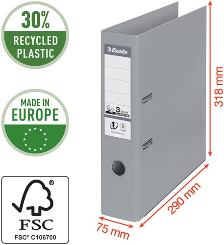 Ordner Esselte No.1 Power VIVIDA 75mm 30% gerecycled PP folie rood-3