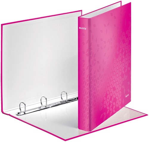 Ringband Leitz WOW A4 maxi 4-rings D-mechaniek 25mm roze-3