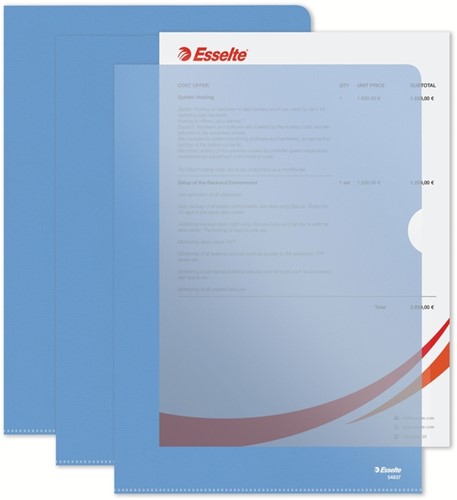 Insteekmap L-model Esselte standaard A4 0.11mm PP blauw 100 stuks-3