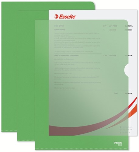 L-map Esselte standaard A4 0.11mm PP groen 100 Stuk-1