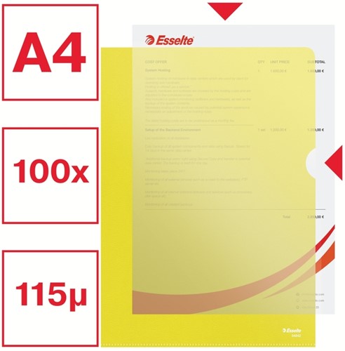 L-map Esselte standaard A4 0.11mm PP geel 100 Stuk-4