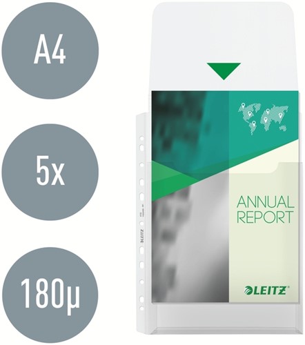 Harmonica showtas Leitz klep PP A4  glashelder 5 Stuk-3