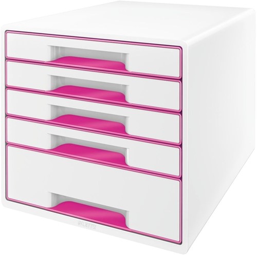 Ladenblok Leitz WOW 5 laden wit/roze 1 Stuk