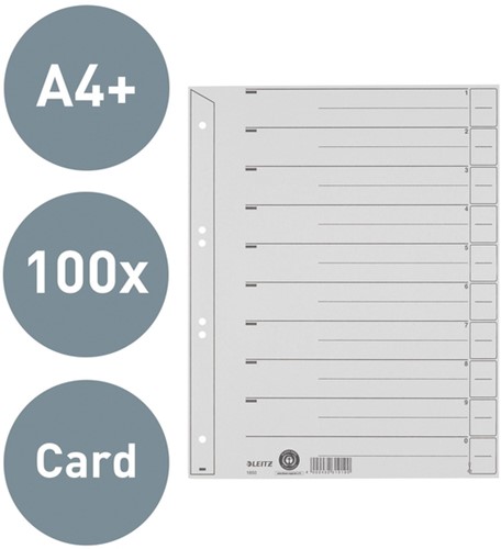 SCHEIDINGSBLADEN LEITZ 1650 KARTON A4 200GR GRIJS 100 Stuk-8