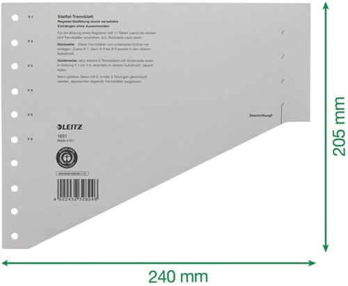 SCHEIDINGSBLADEN LEITZ 1651 KARTON A4 200GR GRIJS 100 Stuk-2