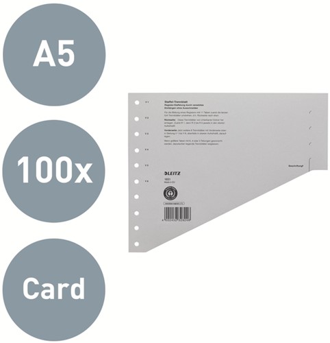 SCHEIDINGSBLADEN LEITZ 1651 KARTON A4 200GR GRIJS 100 Stuk-8