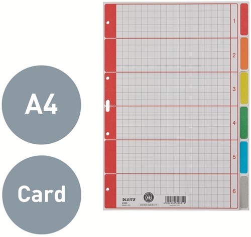 Tabbladen Leitz 4350 A4 4r karton 6dlg grijs 1 Stuk-6
