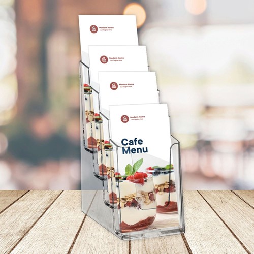 Folderhouder Europel 4 vaks 1/3 A4 acryl 1 Stuk-3