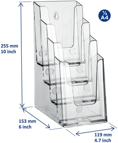 Folderhouder Europel 4 vaks 1/3 A4 acryl 1 Stuk-1